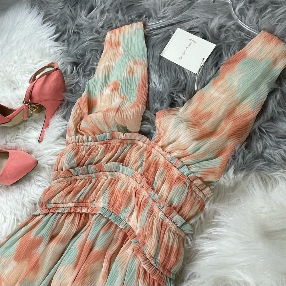 📌 FANCO “Popsicle” Luxurious Silky Sexy Mini Party Dress Colorful Chiffon Lined - Picture 3 of 15